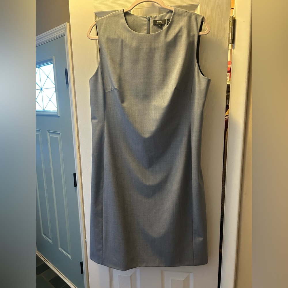 Theory Sleeveless “Betty” Shift Dress - Light Gray | Size 12